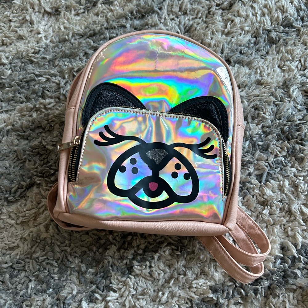 Holographic Dog Face Kids Backpack
